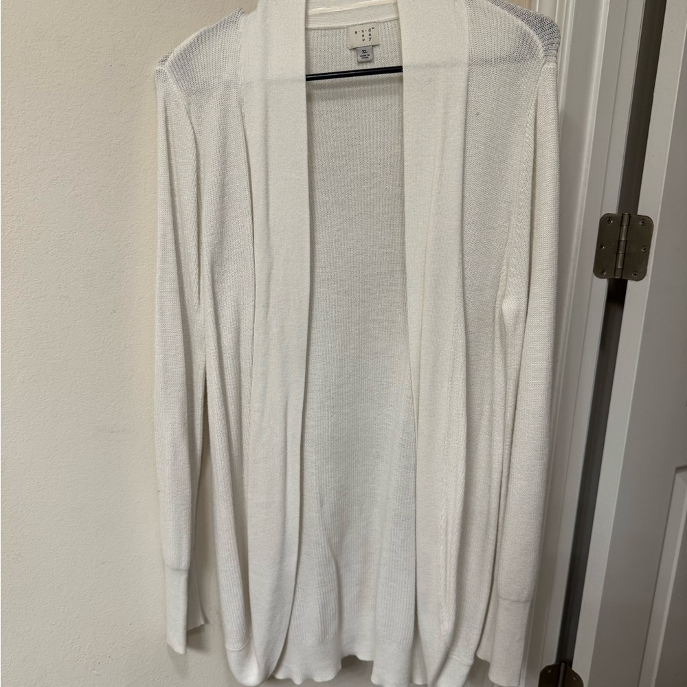 a.n.a White Open Front Cardigan Lightweight Knit Long Sleeve XL